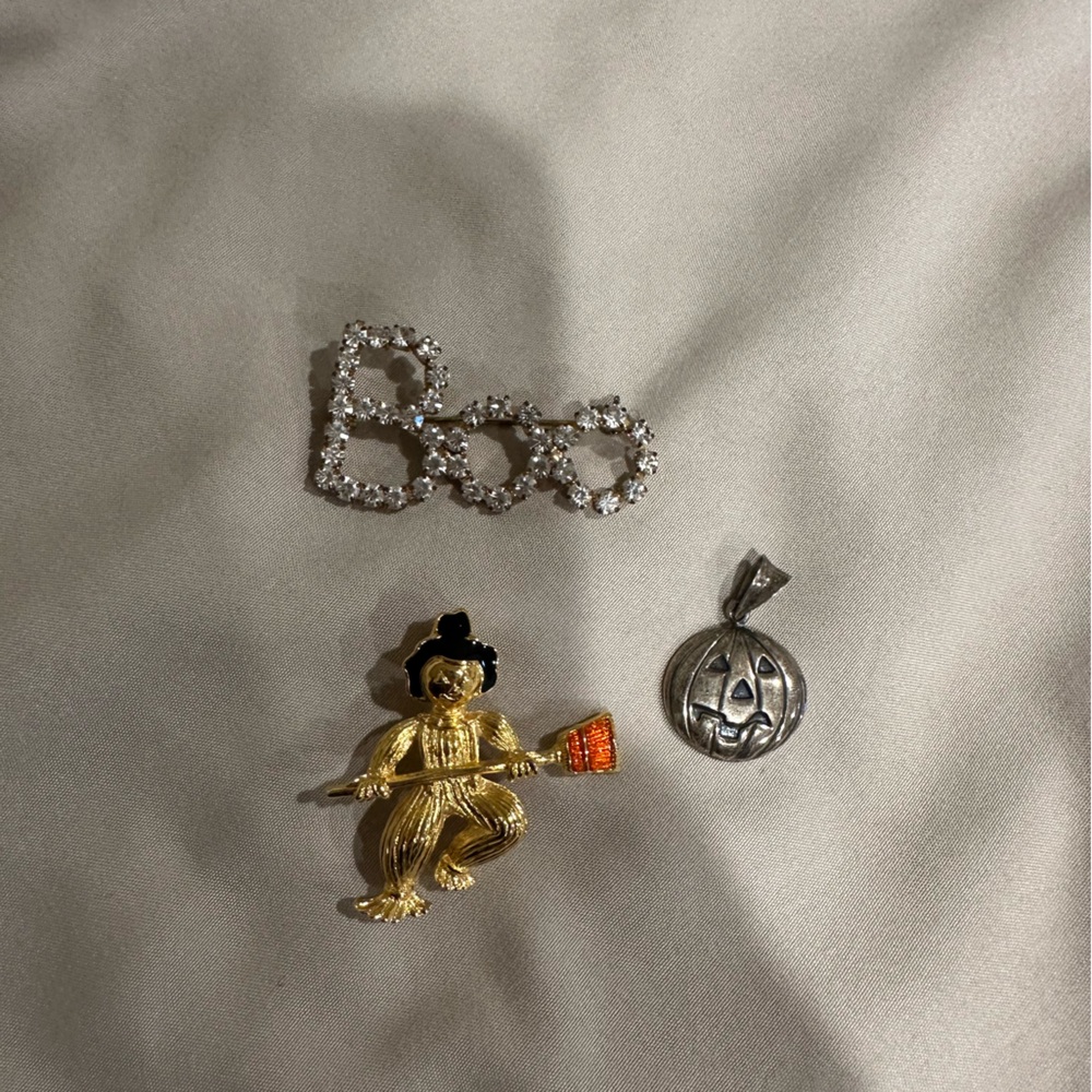 Gold and Silver Brooch Set with Crystal Accents